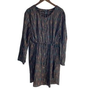 Gudrun Sjöden | Womens Black & Multicolor Geometric Print Modal Dress Drawstring